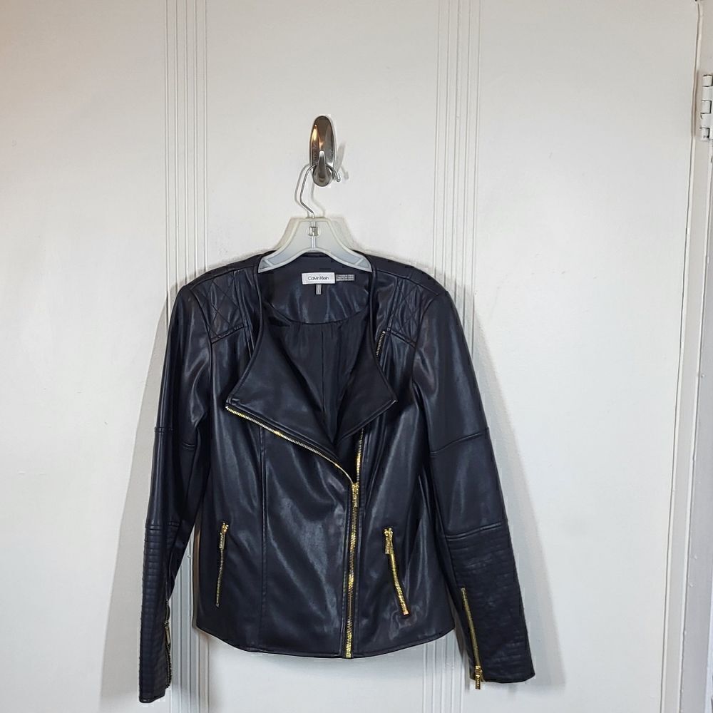 Calvin Klein Women's Faux Leather Black Jacket